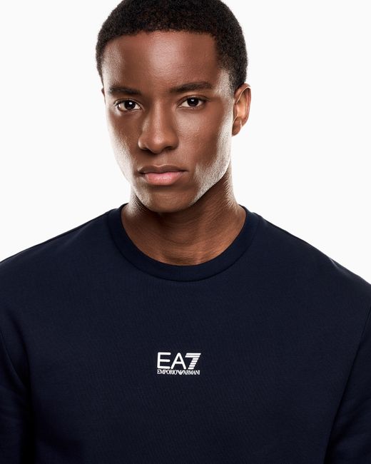 EA7 Blue Core Identity Cotton-Blend Crew-Neck Sweatshirt for men