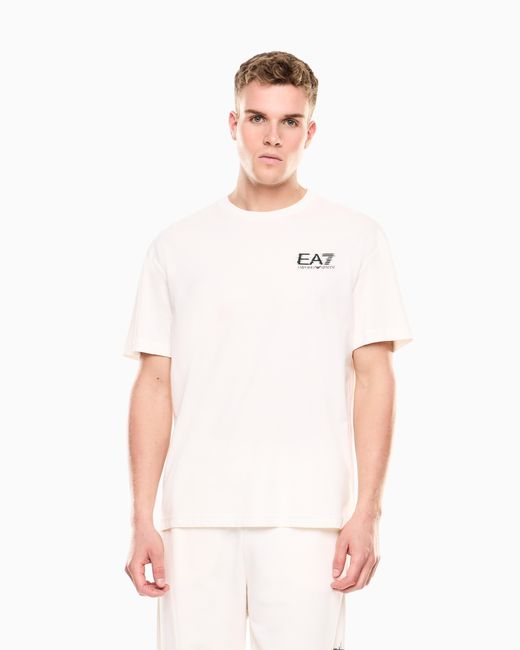 EA7 White Visibility Cotton Jersey T-Shirt for men