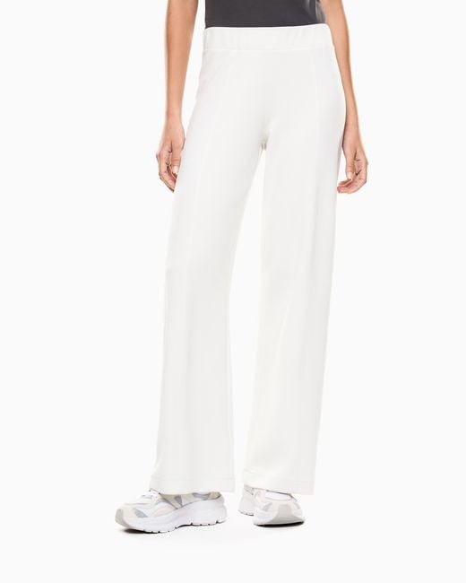 EA7 White Precious Stretch Jersey Trousers