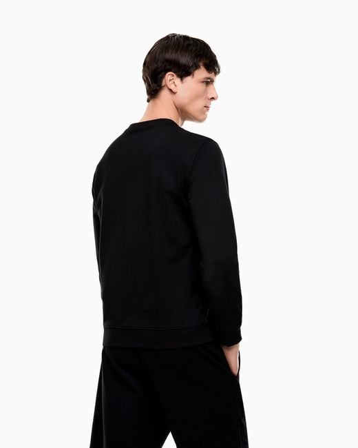 EA7 Black Visibility Cotton Zip-Up Sweatshirt With Logo for men