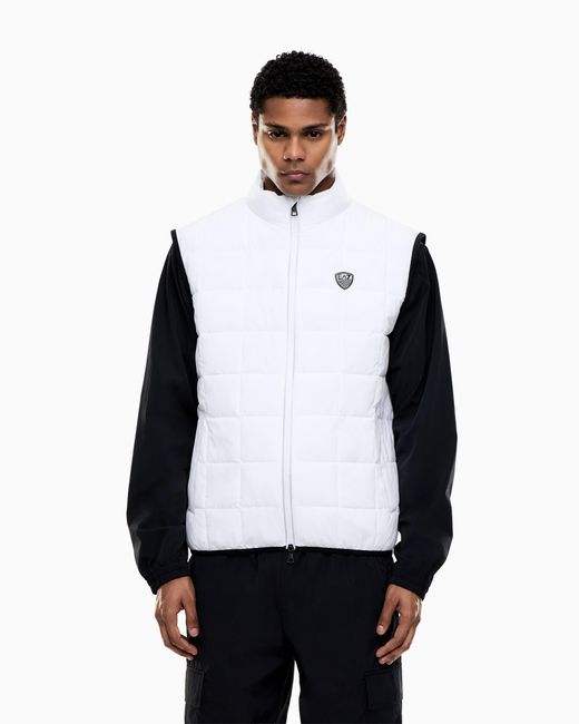 EA7 Gray Premium Shield Technical-Fabric Gilet for men