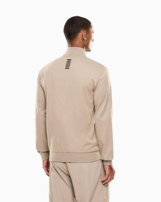 EA7 Natural Cotton Zip Up With A Stand-Up Collar And Logo Core Identity for men