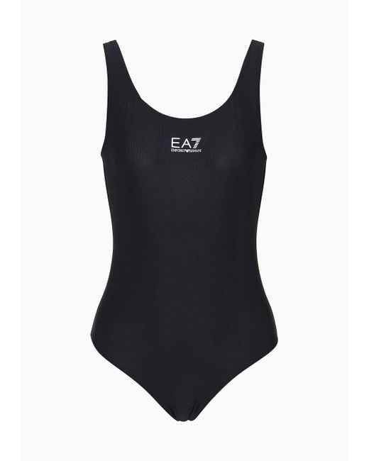 EA7 Black One-piece Swimsuit With Logo
