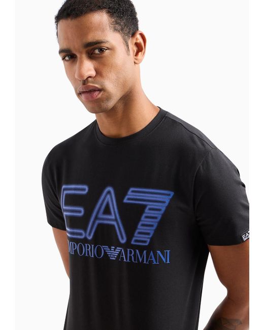 EA7 Logo Series T-shirt Mit Kurzen Ärmeln Aus Baumwollstretch in Black für Herren