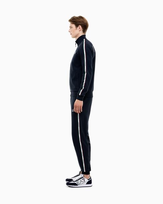 EA7 Blue Italian Spirit Cotton-Blend Tracksuit for men