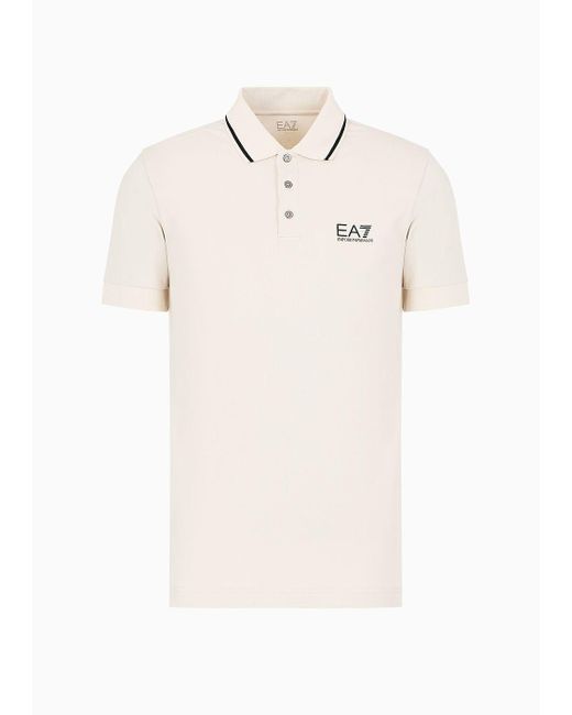 EA7 White Core Identity Stretch-cotton Piqué Polo Shirt for men