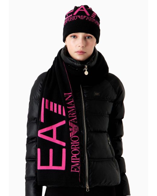 EA7 Pink Scarf With Oversized Logo