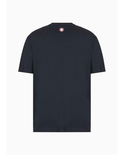 EA7 "olimpia Milano"-t-shirt Aus Baumwolle in Blue für Herren