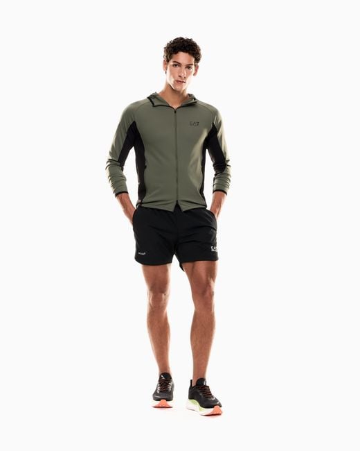 EA7 Black Technical Dynamic Shorts With A Drawstring Waist Vigor7 for men