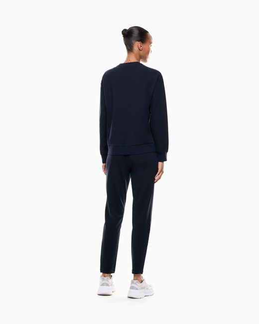 EA7 Blue Stretch-Cotton Tracksuit With Logo