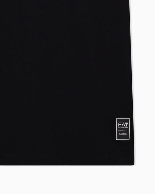 EA7 Black T-Shirt & Cotton Jersey Rib Details for men