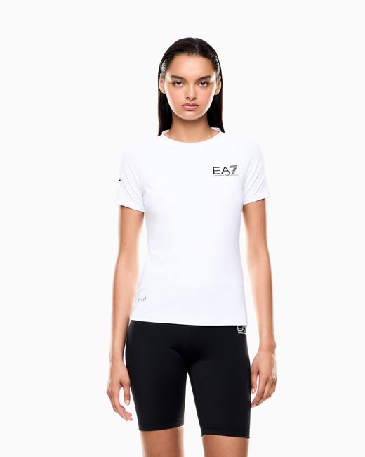 EA7 White Tennis Pro Crew-Neck T-Shirt
