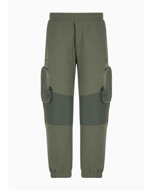 Pantaloni Cargo Athletic Mix In Misto Cotone di EA7 in Green da Uomo