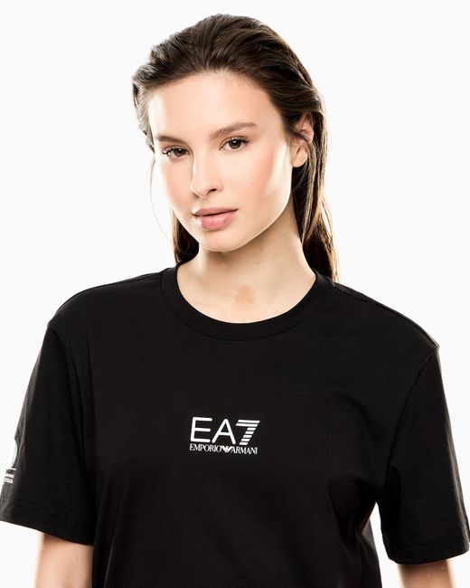 EA7 Internazionali Bnl D'Italia T-Shirt Mit Print, Gefertigt Aus Baumwolle Mit Rundhalsausschnitt in Black für Herren