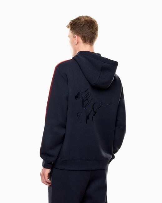 EA7 Blue Lunar New Year Jersey Hooded Sweatshirt for men