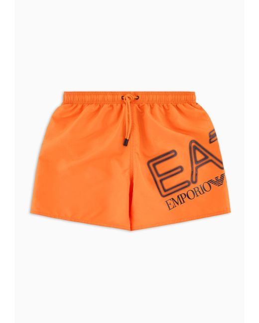 EA7 Asv Bade-boxershorts Mit Niedrigem Bund Und Maxi-logo in Orange für Herren