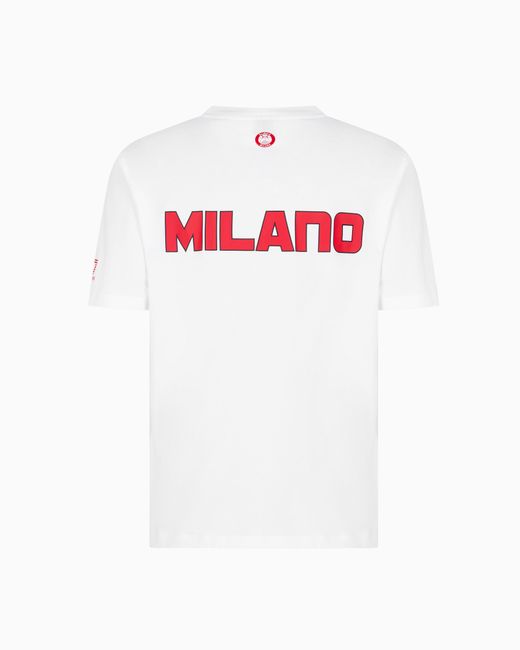 EA7 White Olimpia Milano Crew-Neck Cotton T-Shirt for men