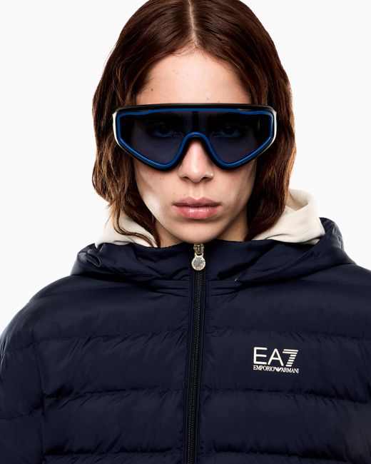 EA7 Black Irregular-Shaped Sports Sunglasses for men