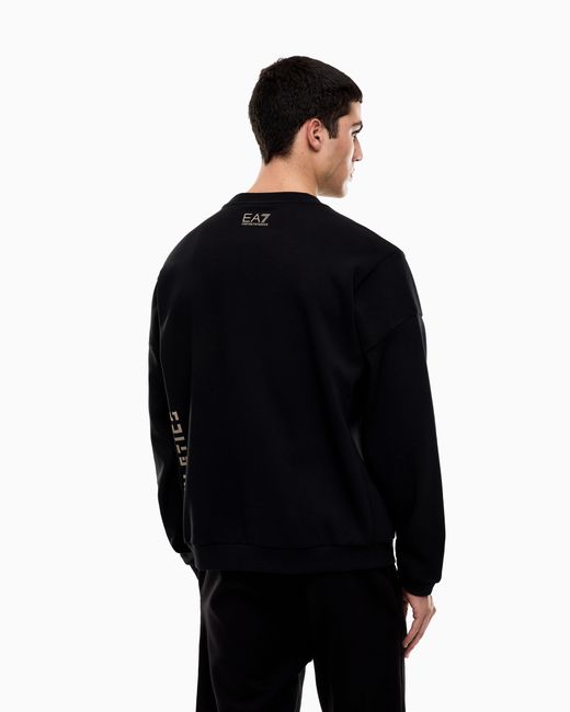 EA7 Black Cotton-Blend Sweatshirt for men