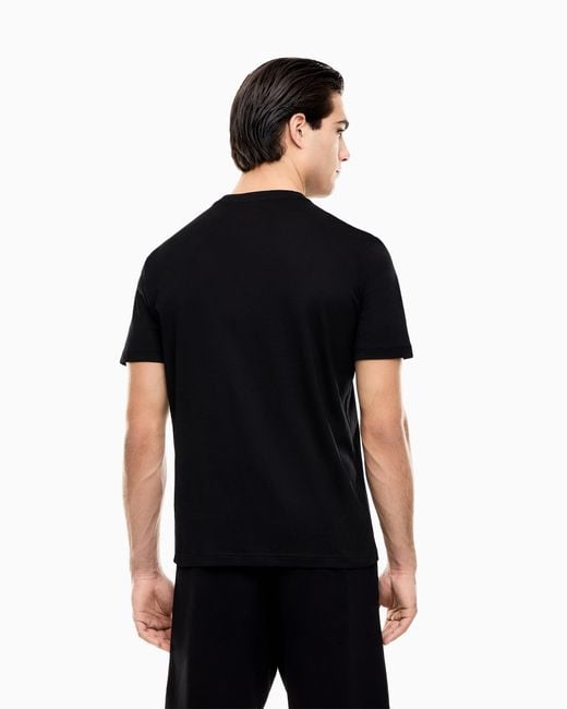 EA7 Black Visibility Cotton-Jersey Crew-Neck T-Shirt for men