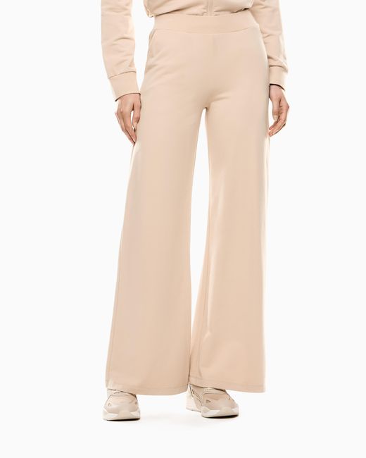 EA7 Natural Core Lady Stretch-Cotton Wide-Leg Trousers