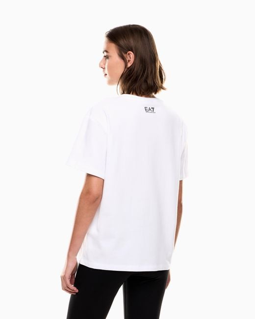 EA7 White Logo Series Cotton Crew-Neck T-Shirt