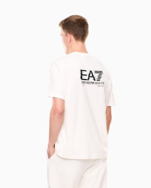 EA7 White Visibility Cotton Jersey T-Shirt for men