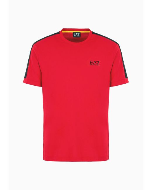 EA7 Red Logo Series Cotton Crew-neck T-shirt for men