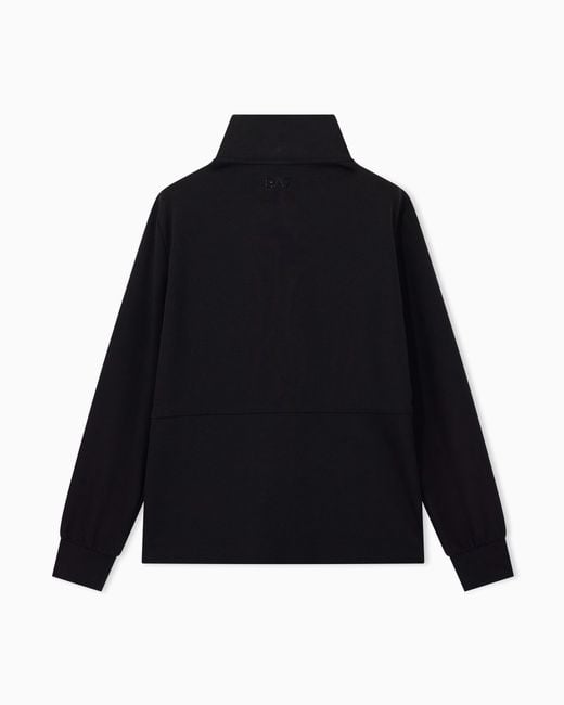 EA7 Black Sweatshirt Regular Fit Stretch Cotton Modal
