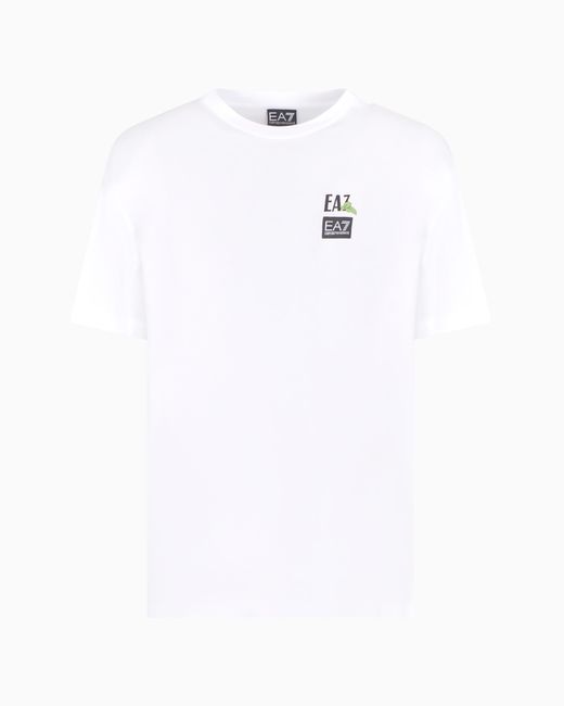 EA7 White Relaxed Fit T-Shirts for men