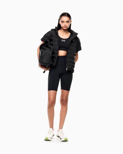 EA7 Black Bomber Jacket Core Lady Light Eco Padding Regular Fit