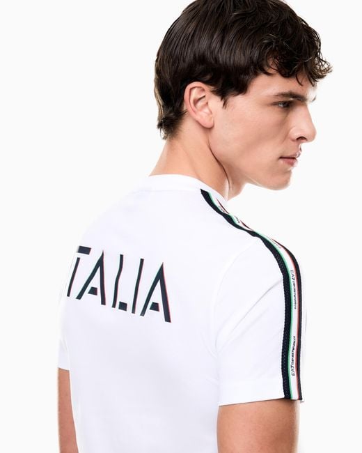EA7 White Italian Spirit Cotton-Jersey Crew-Neck T-Shirt for men