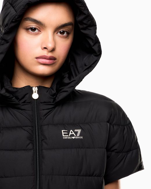 EA7 Black Bomber Jacket Core Lady Light Eco Padding Regular Fit