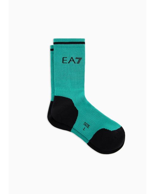 EA7 Green Tennis Pro Cotton-blend Ankle Socks