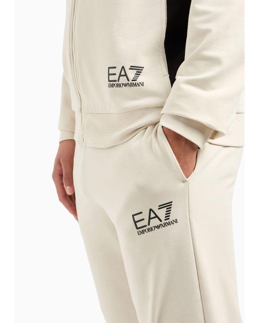 EA7 White Asv Recycled Cotton-blend Summer Block Tracksuit for men