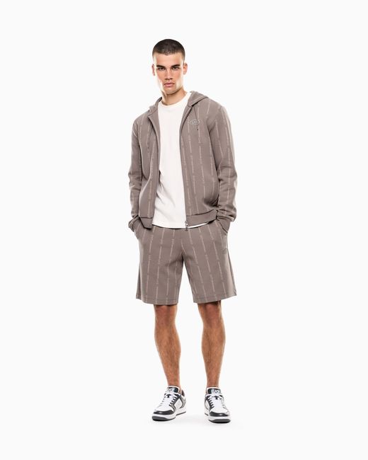 EA7 Natural Graphic Series Cotton-Blend Hooded Zip-Up Sweatshirt for men