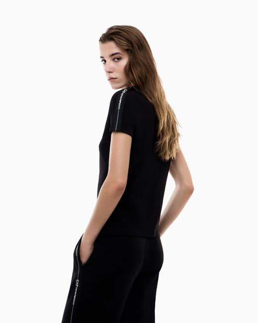 EA7 Black Logo Series Jersey T-Shirt With Logo Tape Detail