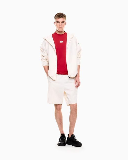 EA7 White Ventus7 Technical Fabric Hooded Sweatshirt for men
