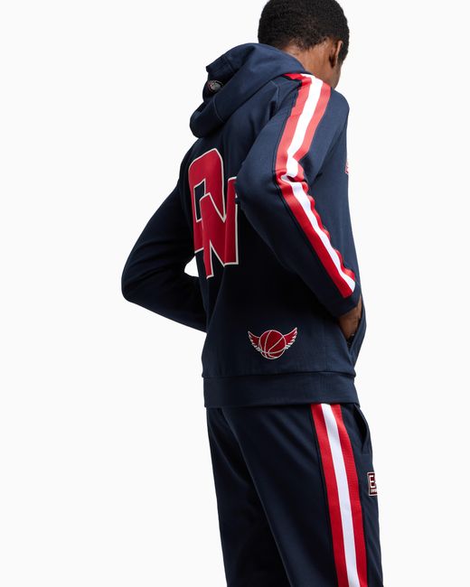 EA7 Blue Olimpia Milano Cotton Hooded Sweatshirt for men