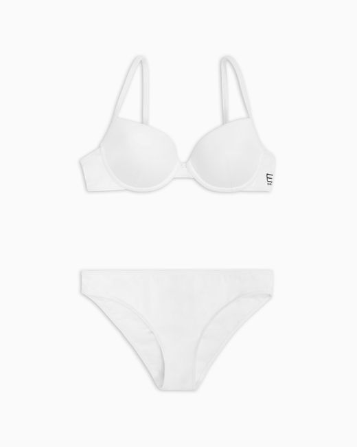 EA7 White Push-Up Bralette Bikini With Logo
