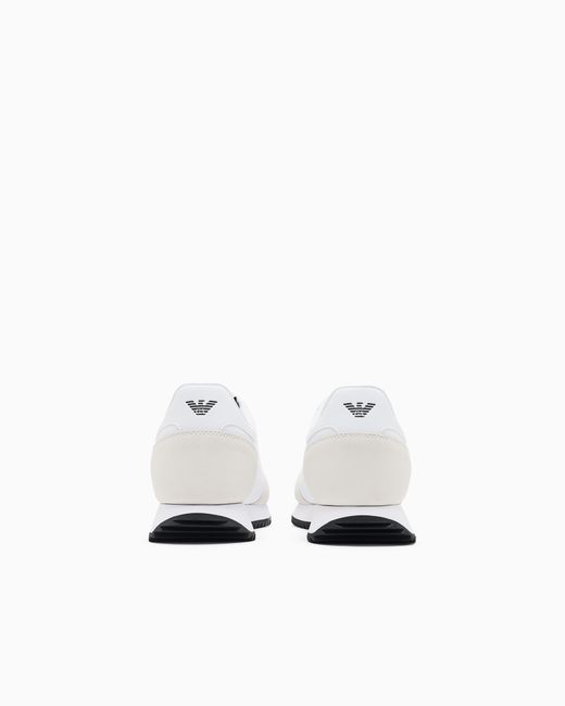 EA7 White Vintage Sneaker Aus Nylon Mit Wildledereinsätzen
