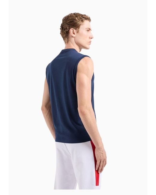 EA7 Blue Lux Identity Modal-blend Crew-neck T-shirt for men