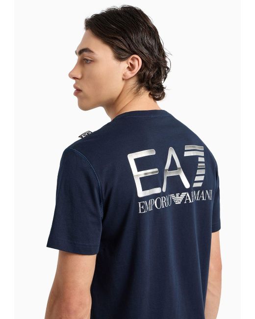 EA7 Blue Regular Fit T-shirts for men