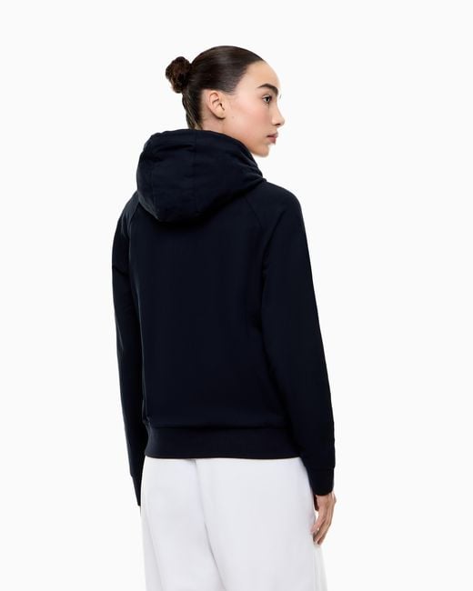EA7 Blue Logo Sweatshirt With Zip And Drawstring Hood Core Lady