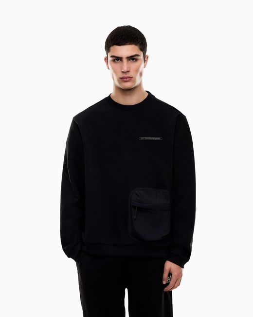 EA7 Black Cotton-Blend Sweatshirt for men
