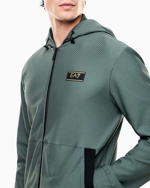 EA7 Green Premium Label Technical Fabric Hooded Sweatshirt for men