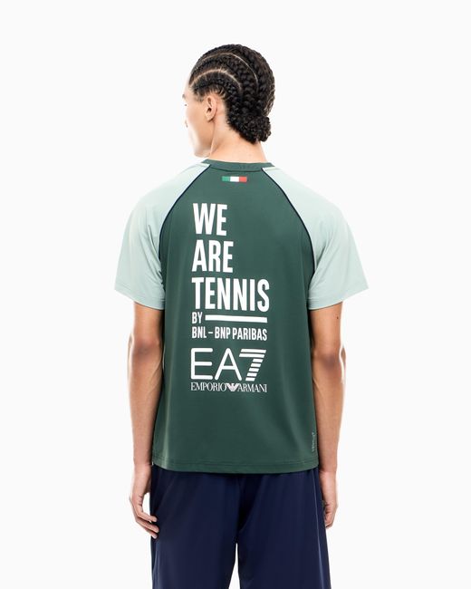 EA7 Green Internazionali Bnl D'Italia Ventus7 Technical Fabric T-Shirt for men