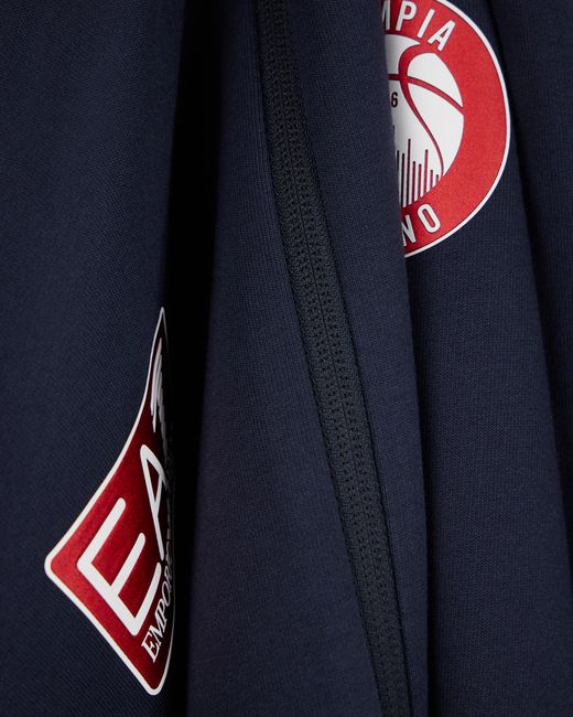 EA7 Blue Armani Olimpia Milano Cotton Jersey Full-Zip Sweatshirt for men
