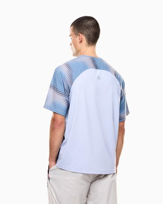 EA7 Blue Dynamic Athlete Printed T-Shirt for men