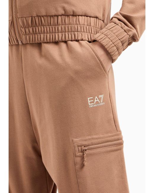 Tuta In Cotone Stretch Con Pantaloni Cargo di EA7 in Natural